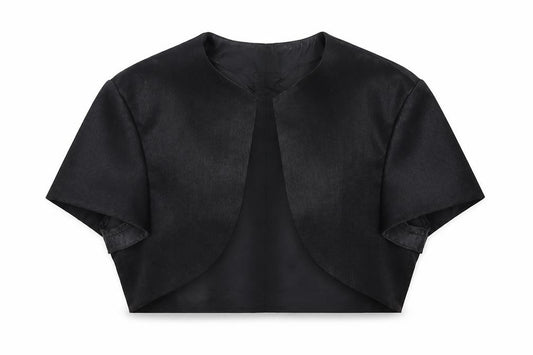 Front view of Preworn women’s black jacket, size UK 14