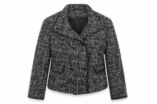 Front view of Isle women’s black jacket coat, size UK 12