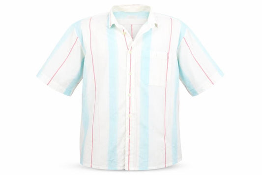 Front view of Continental men’s multicoloured striped button-up, size L