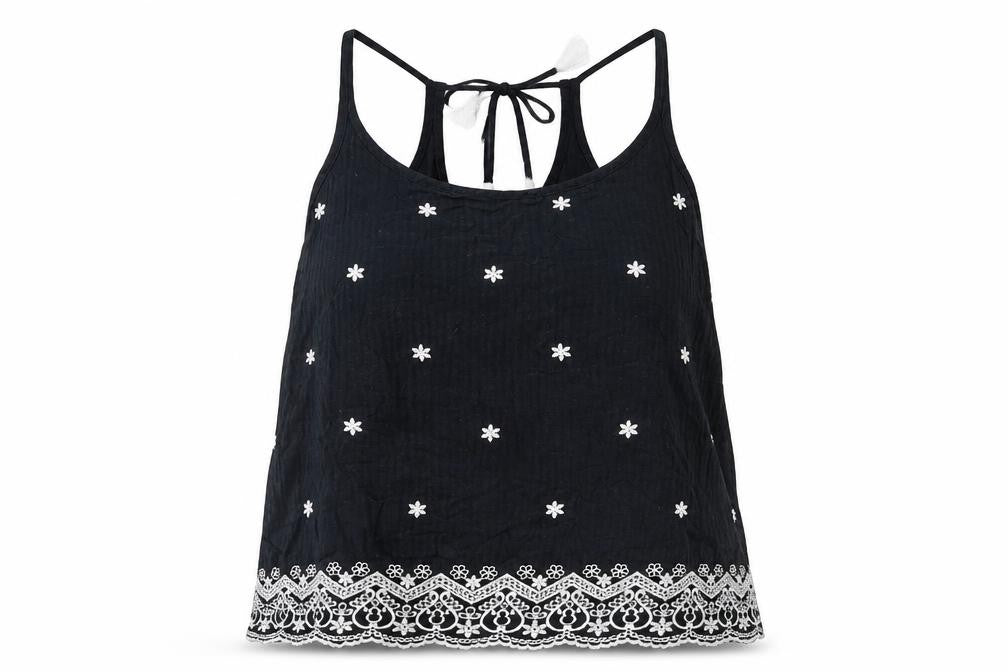 Preworn Womens Black   Camisole Blouse Size S  - Embroidered