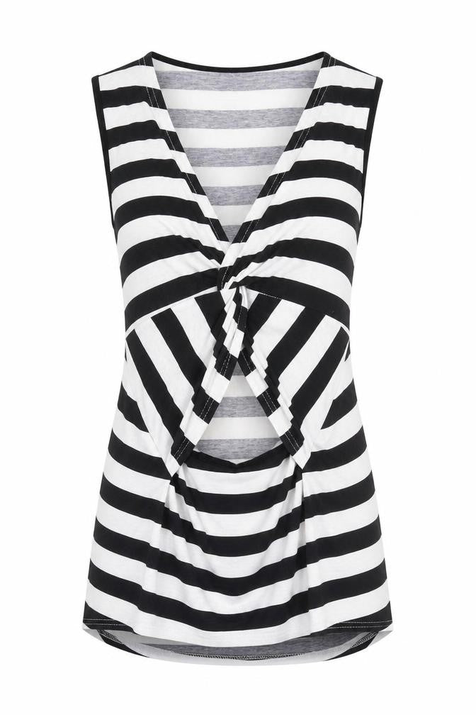 Front view of Legit women’s white striped basic blouse, size UK 14