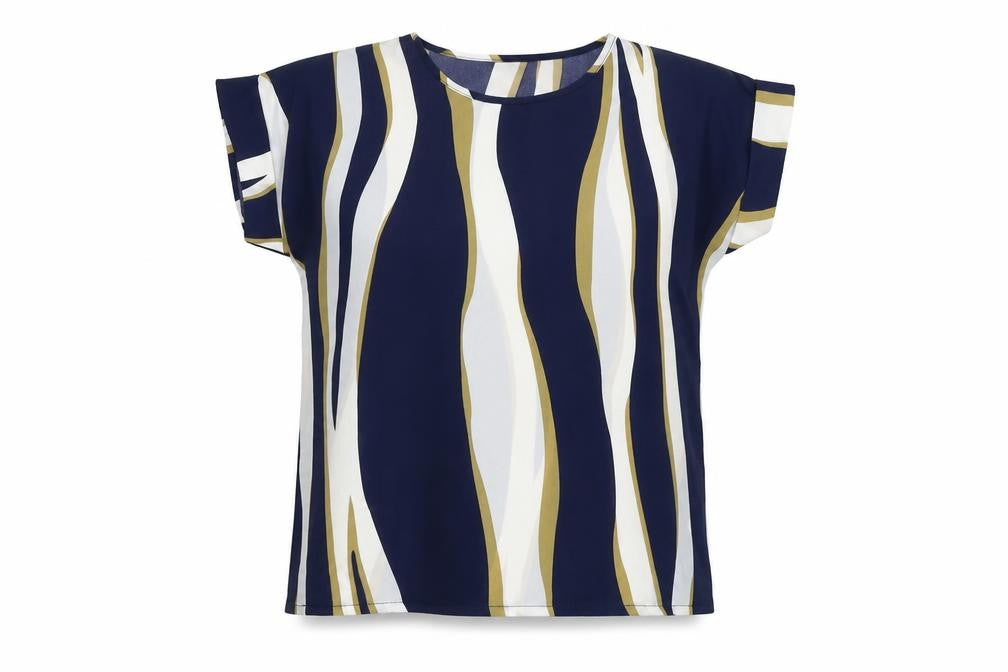 Front view of SHEIN women’s blue basic t-shirt, size XS