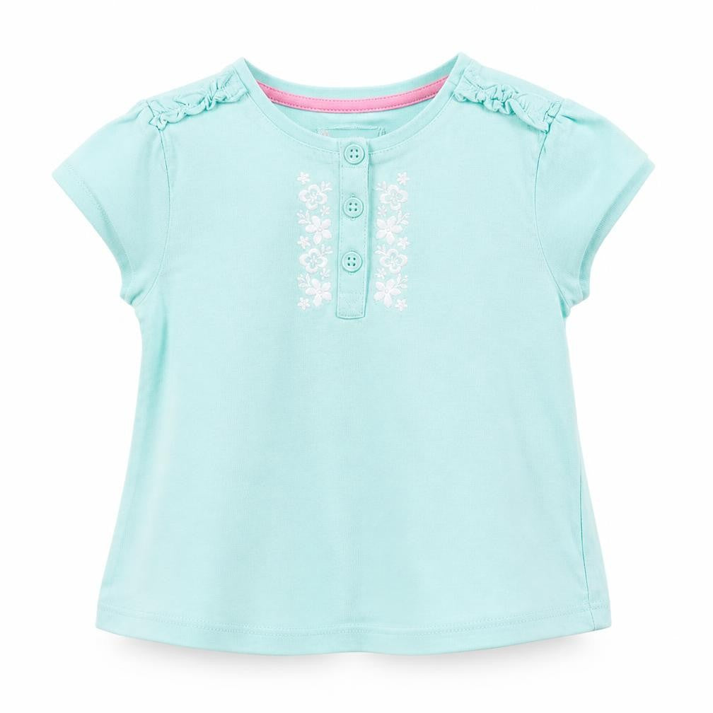 Front view of Tu boys’ green basic t-shirt, size 2-3, years