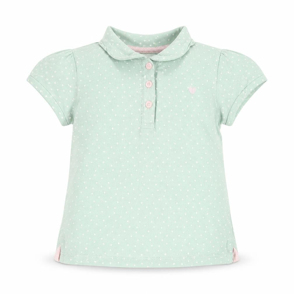 Front view of H&M Baby Green Polka Dot Basic Polo, size 12-18, Months