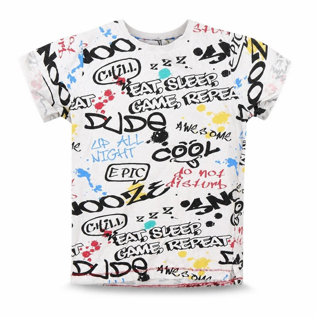 Front view of Snooze boys’ white basic t-shirt, size 6, years