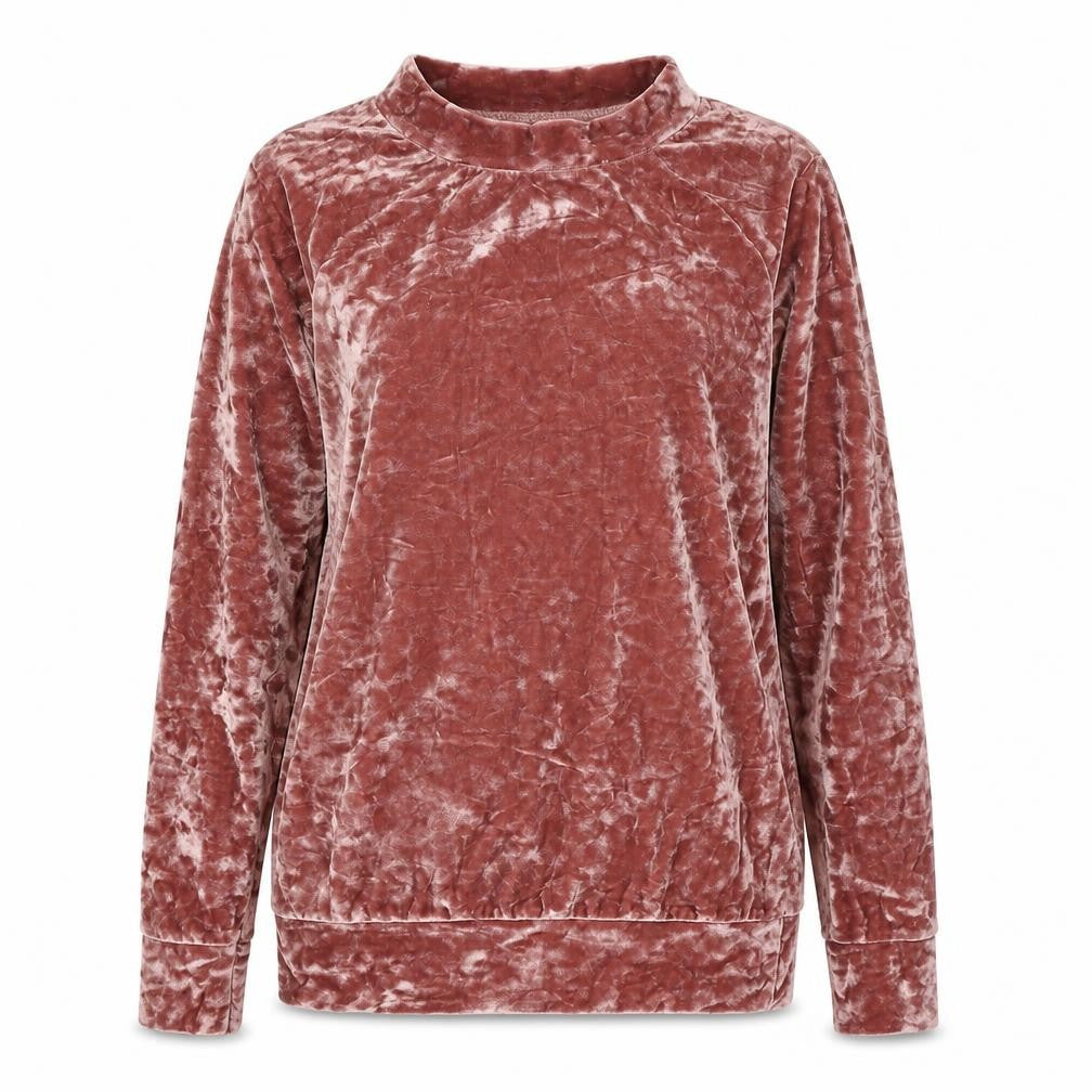 Front view of Preworn women’s pink velvet jumper, size M