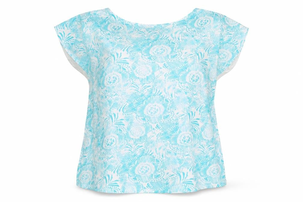 Front view of Debenhams women’s blue basic blouse, size UK 12