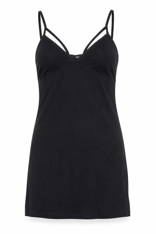 Front view of PRETTYLITTLETHING women’s black basic blouse, size UK 8