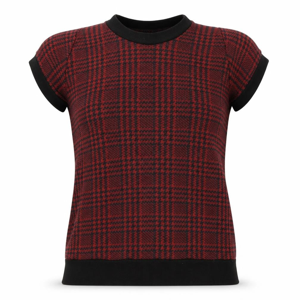 Front view of H&M women’s red plaid jumper one size