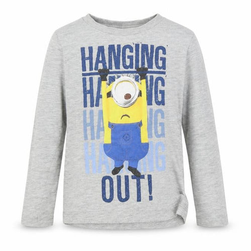 Minion made Boys Grey   Basic T-Shirt Size 3-4 Years  - minions, despicable me