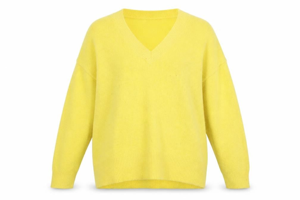 Front view of Primark women’s yellow knit jumper, size UK 10