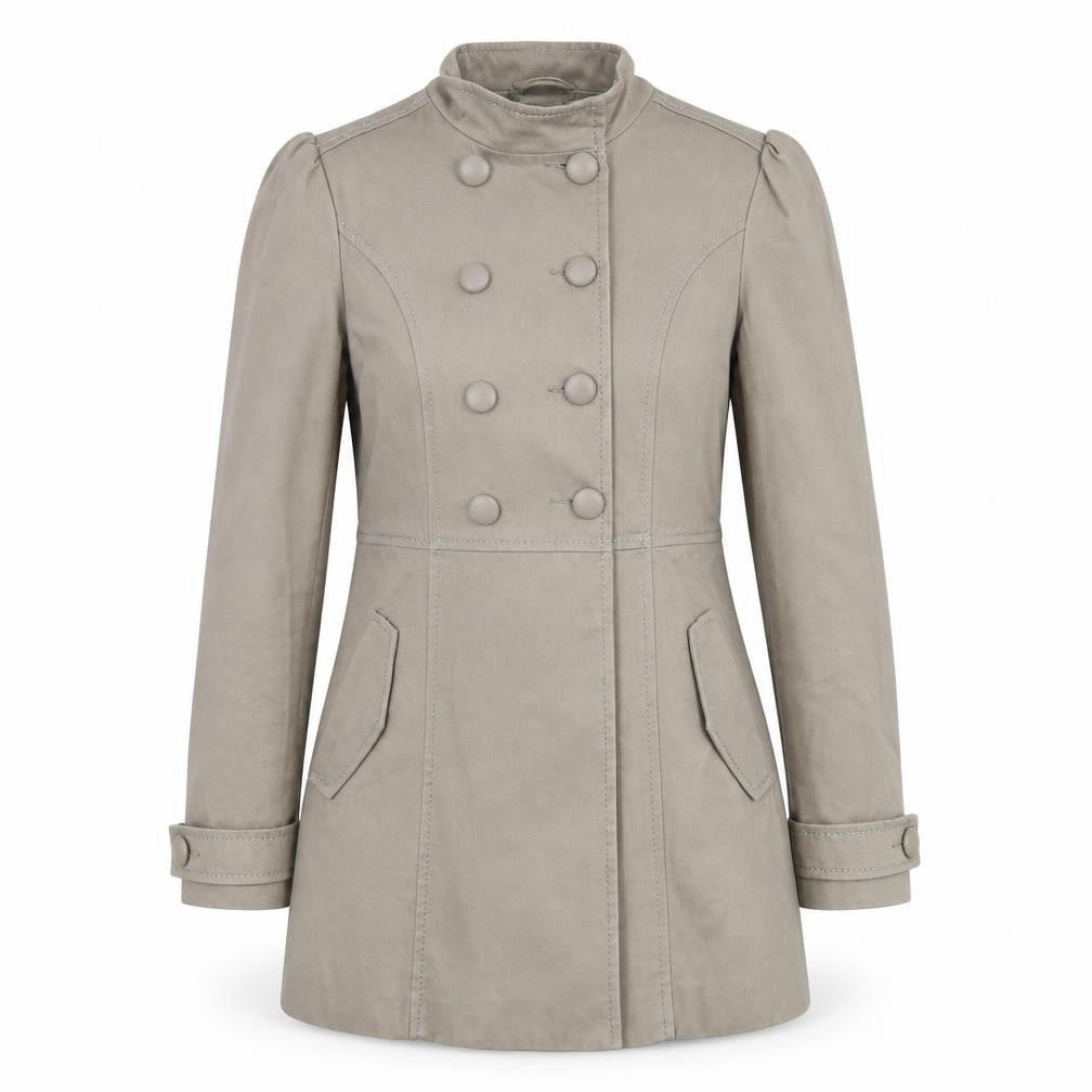 Front view of H&M women’s grey gilet coat, size UK 8