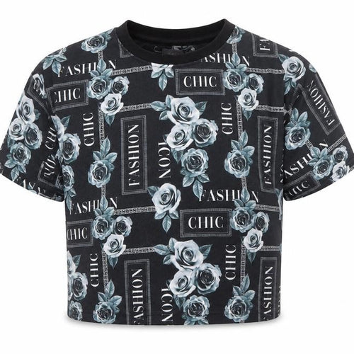 Studio Girls Black Geometric Jersey Basic T-Shirt Size 10-11 Years  - Chic Fashion