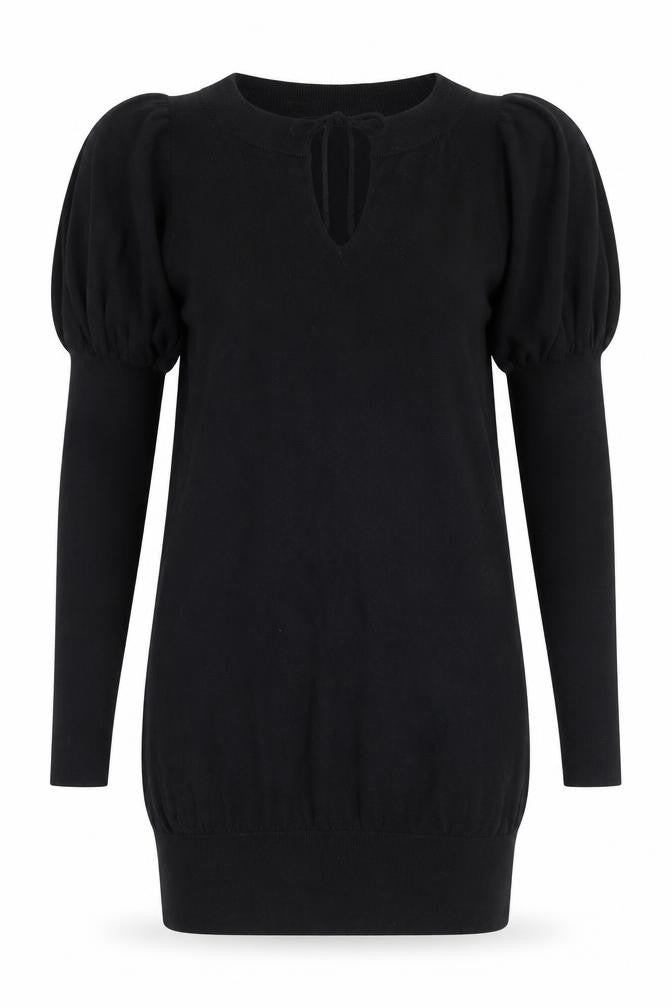 Front view of Miss Selfridge women’s black knit jumper, size UK 10