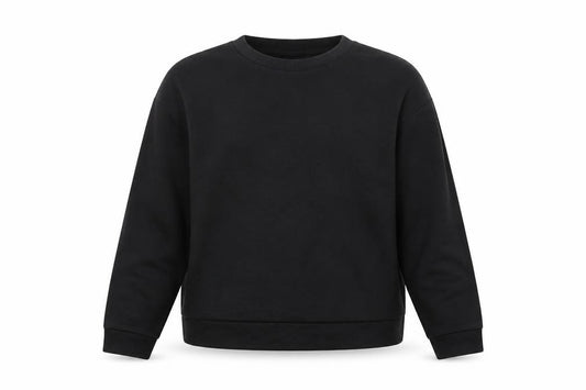 Front view of ASOS women’s black jacquard pullover sweatshirt, size UK 6