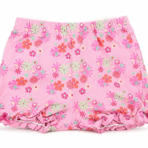 Mini Mode Girls Pink Floral  Cropped Trousers Size 9-12 Months