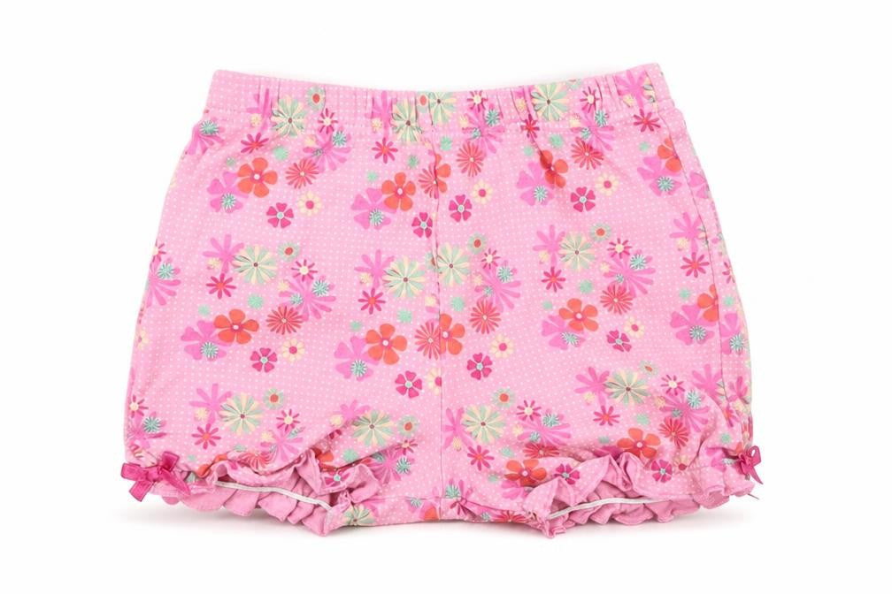 Mini Mode Girls Pink Floral  Cropped Trousers Size 9-12 Months