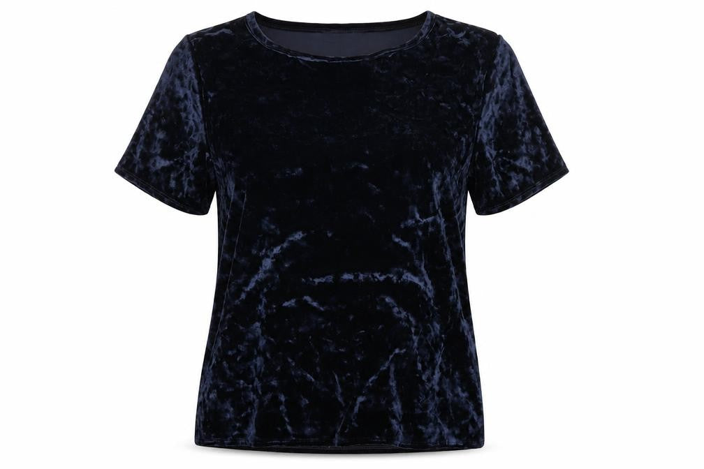 Front view of Atmosphere women’s blue basic t-shirt, size UK 10