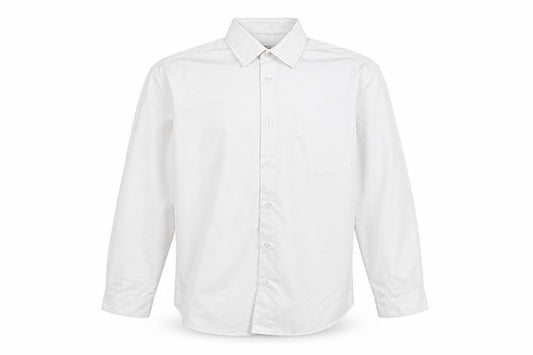 Front view of George boys’ white basic button-up, size 13-14, years