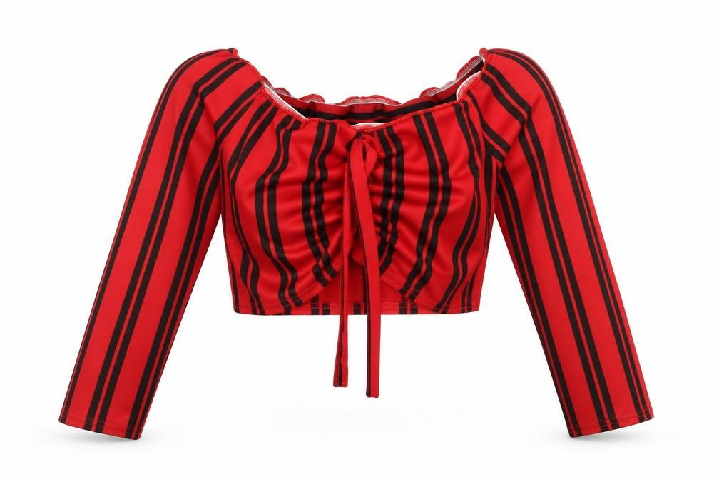 Front view of Preworn women’s multicoloured striped basic blouse, size UK 10