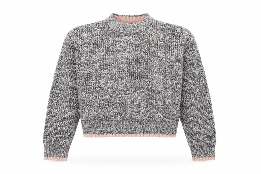 Front view of Topshop women’s grey knit jumper, size UK 10