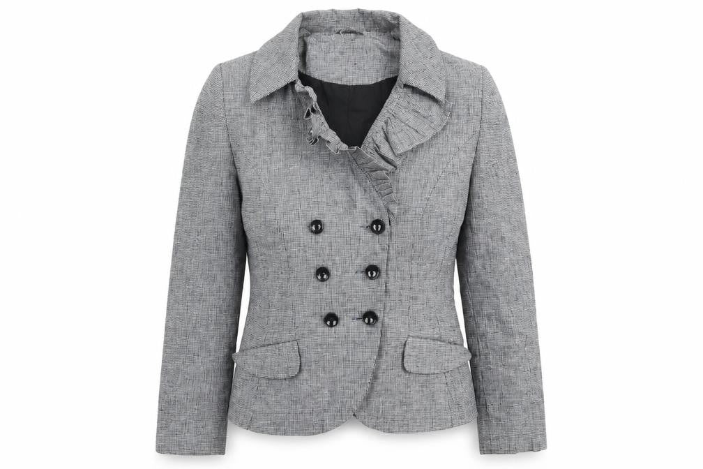 Front view of Topshop women’s grey houndstooth jacket blazer, size UK 10