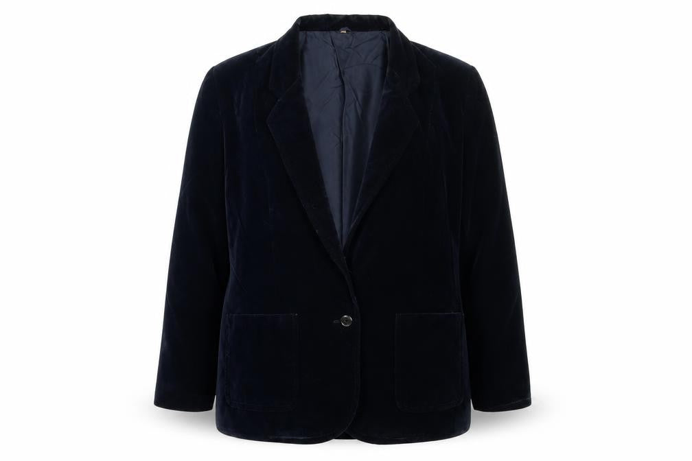 Front view of Preworn women’s blue jacket blazer, size UK 16