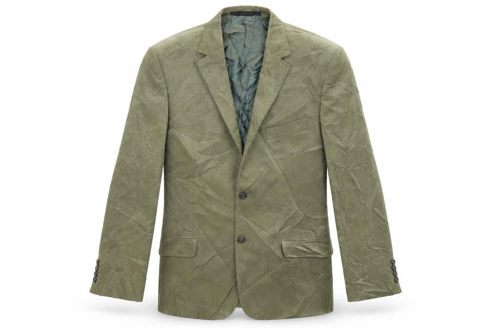 Front view of Marks & Spencer men’s green jacket suit jacket, size 40