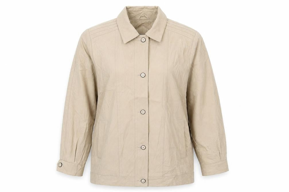 Front view of JBC women’s beige jacket, size UK 14