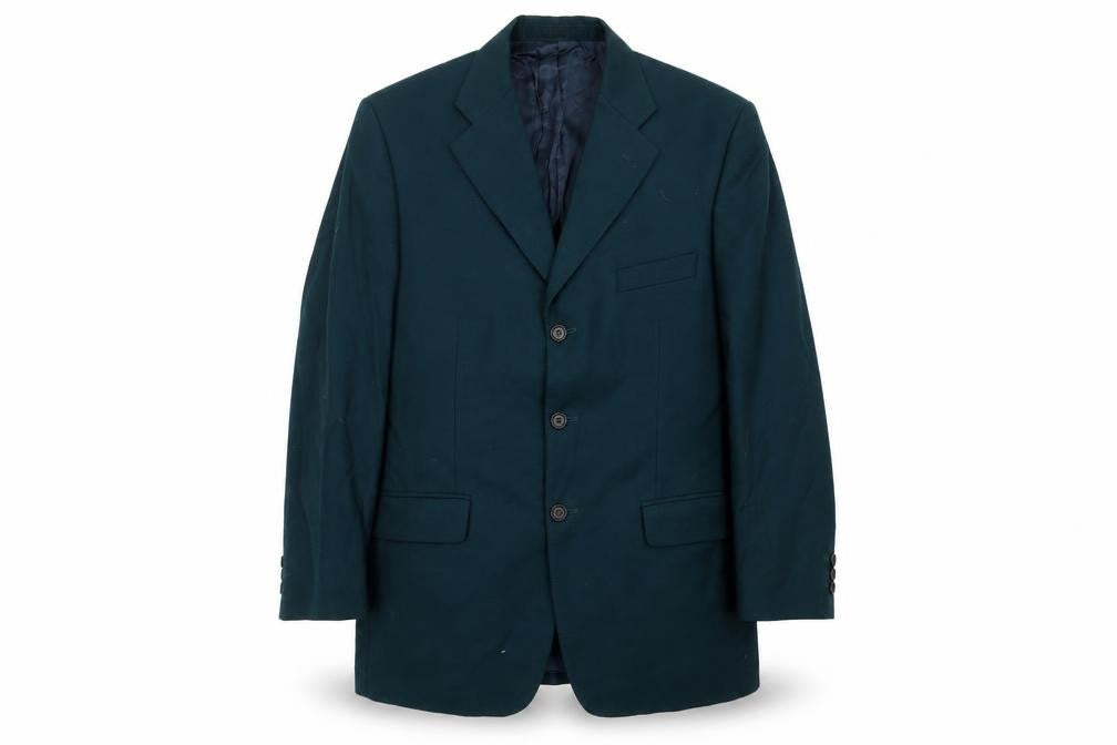 Front view of Marks & Spencer men’s green jacket suit jacket, size 40