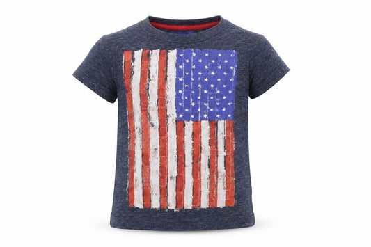 Front view of Next Baby Blue Basic T-Shirt, size 12-18, Months - Stars and Stripes