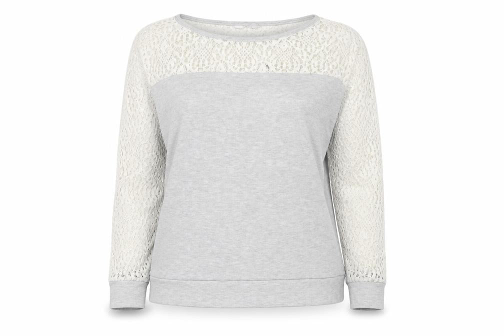 Front view of Asda George women’s grey geometric jumper, size UK 12
