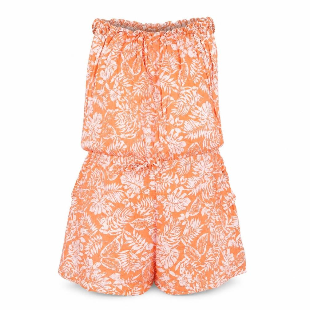 New Look Womens Orange Floral  Playsuit One-Piece Size 10