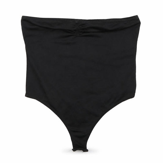 Front view of PRETTYLITTLETHING women’s black basic t-shirt, size UK 12