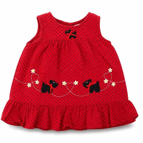 Cutey Couture Girls Red Polka Dot Corduroy Tank Dress  Size 6-9 Months