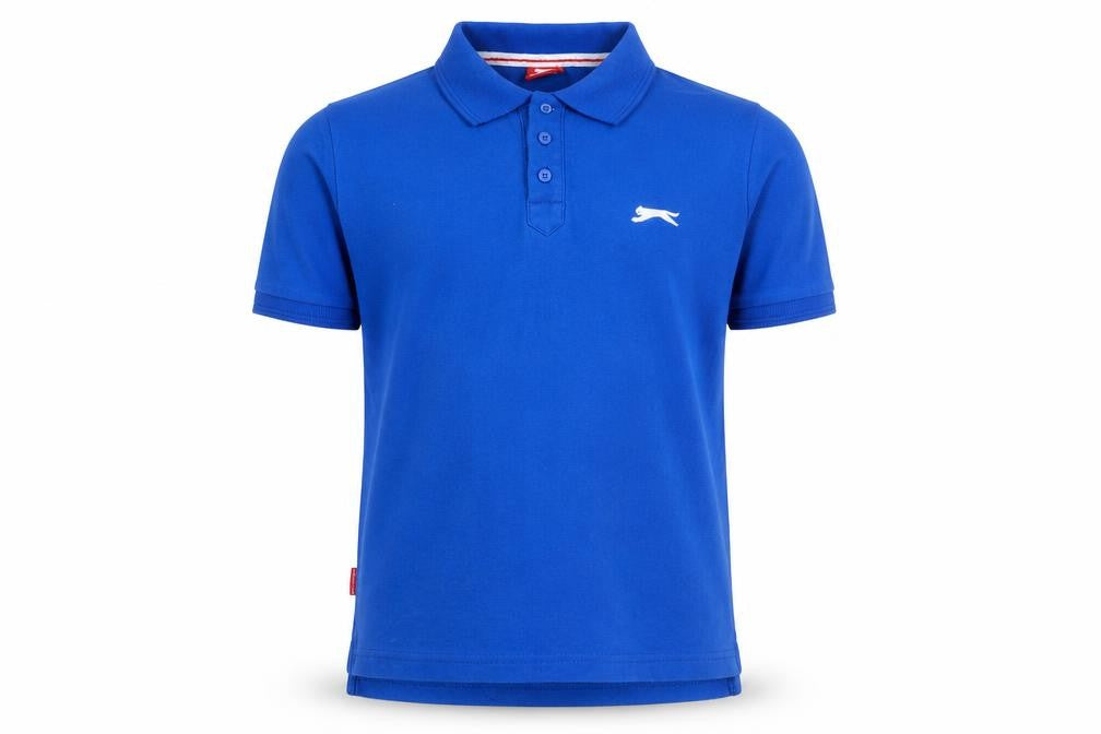 Front view of Slazenger boys’ blue basic polo, size 11-12, years