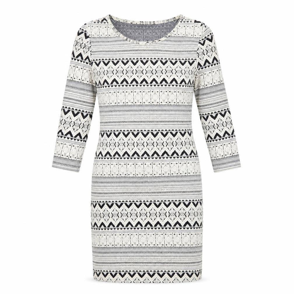 Front view of Topshop women’s ivory geometric bodycon, size UK 8