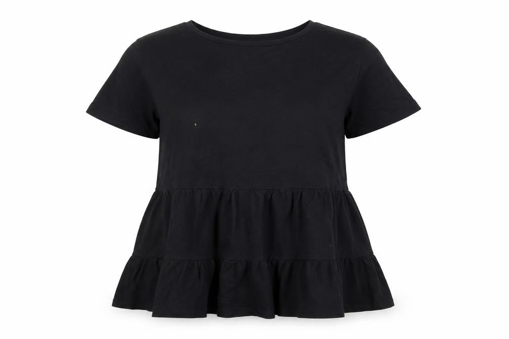 Front view of New Look women’s black basic blouse, size UK 6