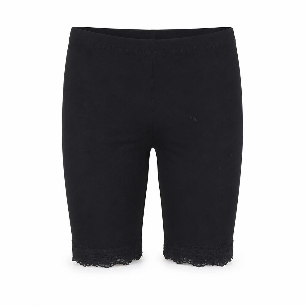 Front view of Topshop women’s black compression shorts, size UK 8