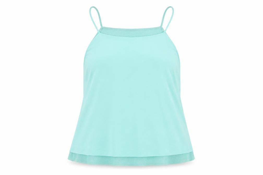 Front view of Zara women’s green basic tank, size M