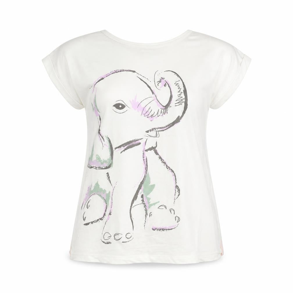 Front view of Avon women’s white basic t-shirt, size UK 12