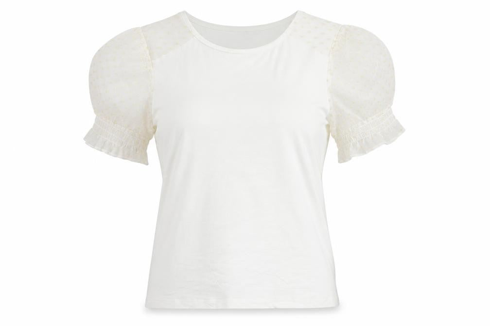 Front view of Dorothy Perkins women’s white basic t-shirt, size UK 8