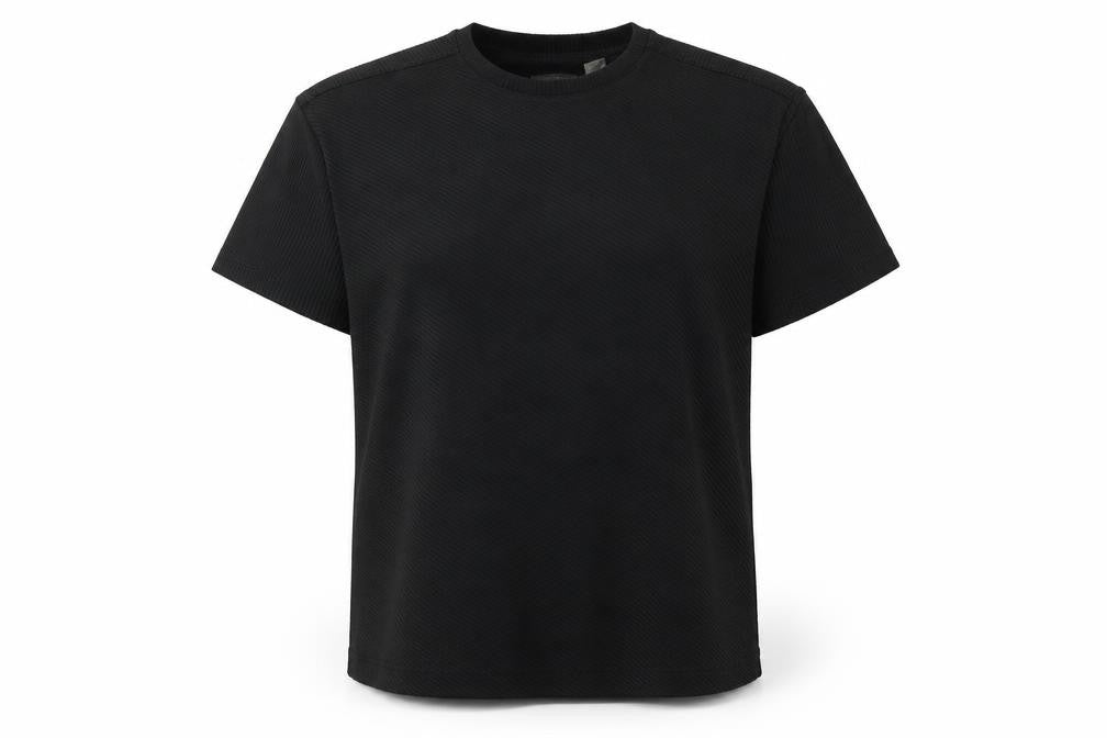 Front view of Bruno women’s black basic t-shirt, size L