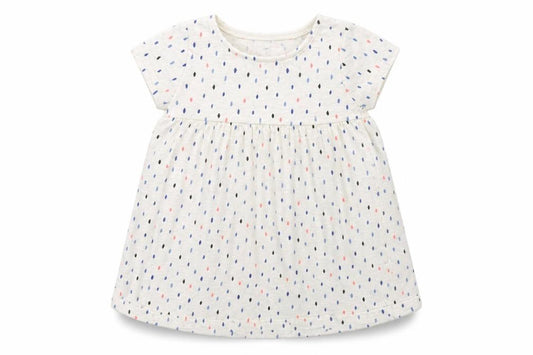 Front view of F&F girls’ white geometric basic t-shirt, size 12-18, months