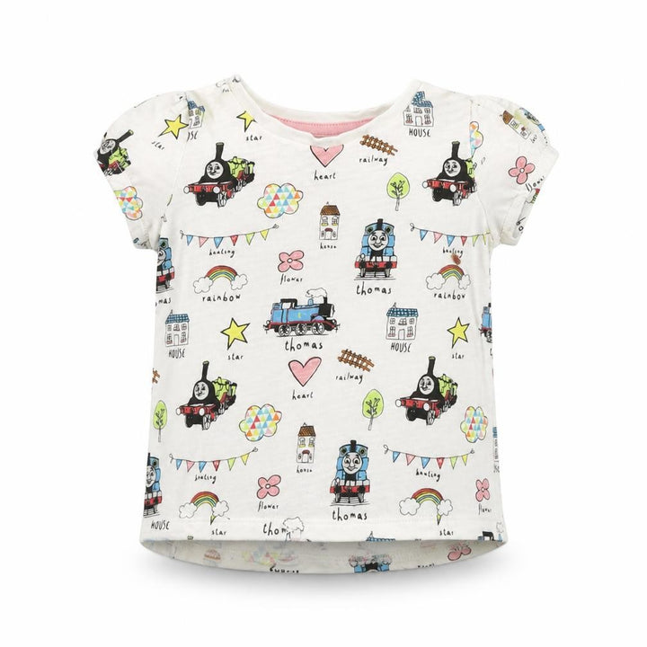 Nutmeg Girls White Geometric  Basic T-Shirt Size 12-18 Months