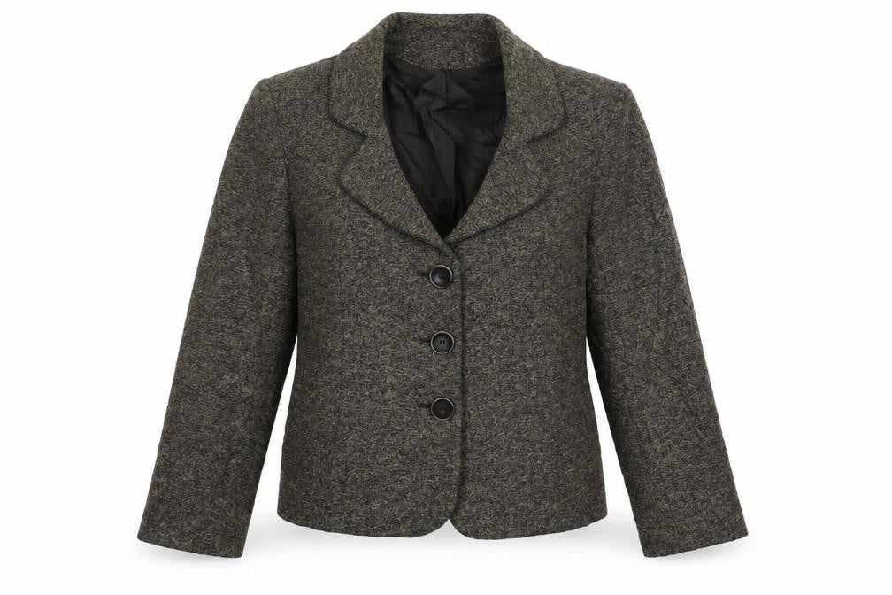 Front view of alex &CO women’s beige jacket coat, size UK 12