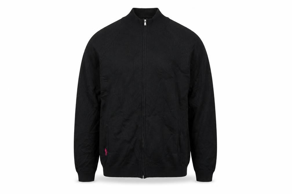 Front view of Glenmoor men’s black jacket coat, size M
