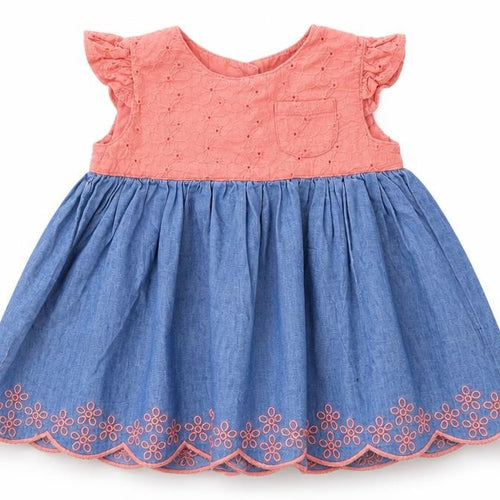 Ladybird Girls Blue Colourblock  Fit & Flare  Size 6-9 Months