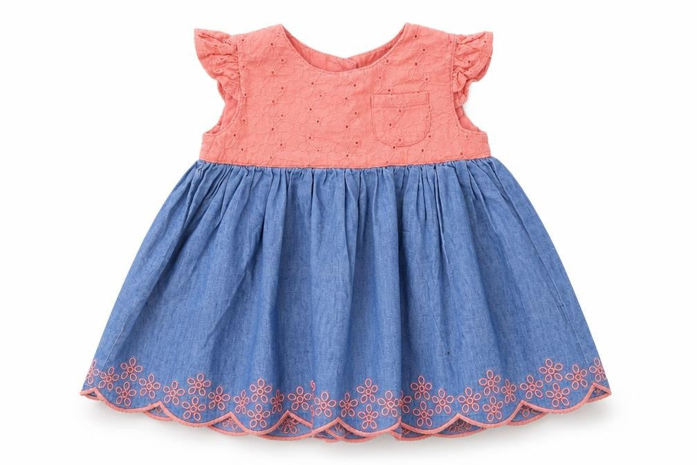 Ladybird Girls Blue Colourblock  Fit & Flare  Size 6-9 Months