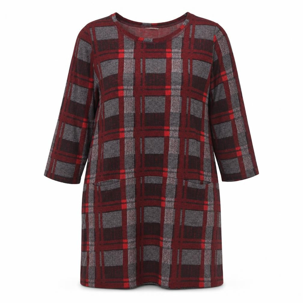 Front view of Tu women’s grey check a-line, size UK 14